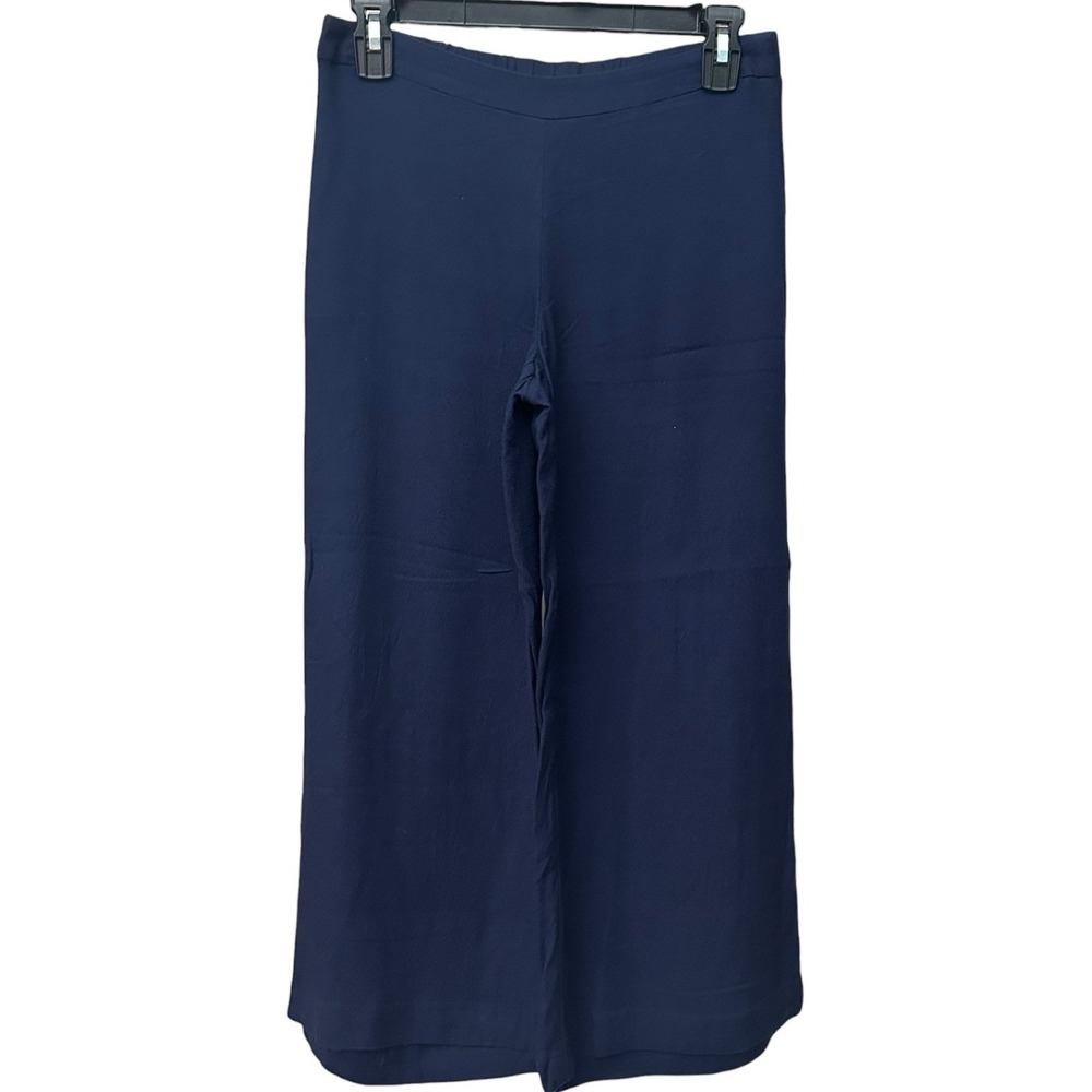 Lilly‎ Pulitzer Avery Cropped Wide Leg Rayon Pants Size 2 Navy Blue #O11-2